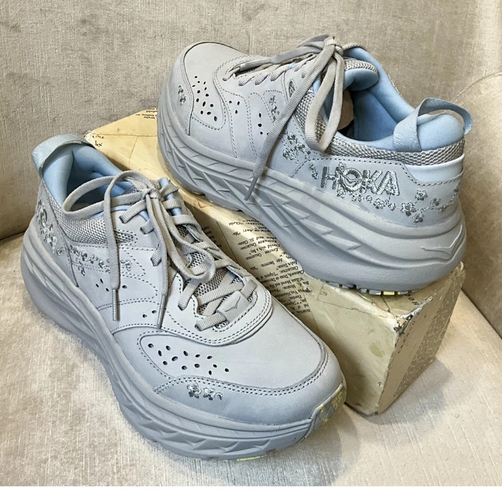 Free People HOKA Vibrant Bloom Bondi L Sneaker Stardust Sun Gray
